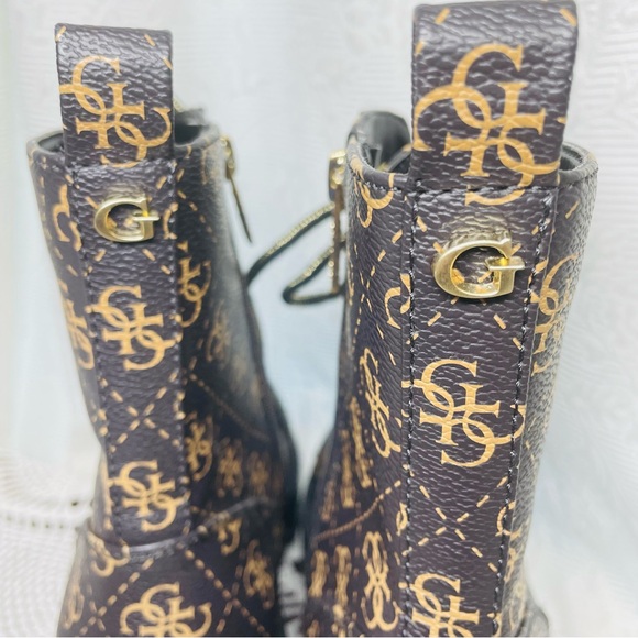 NEW Guess Women's Ankle Boots Fearne Logo Lug Sole Color Brown Zipper Size 10 M. - Picture 9 of 17